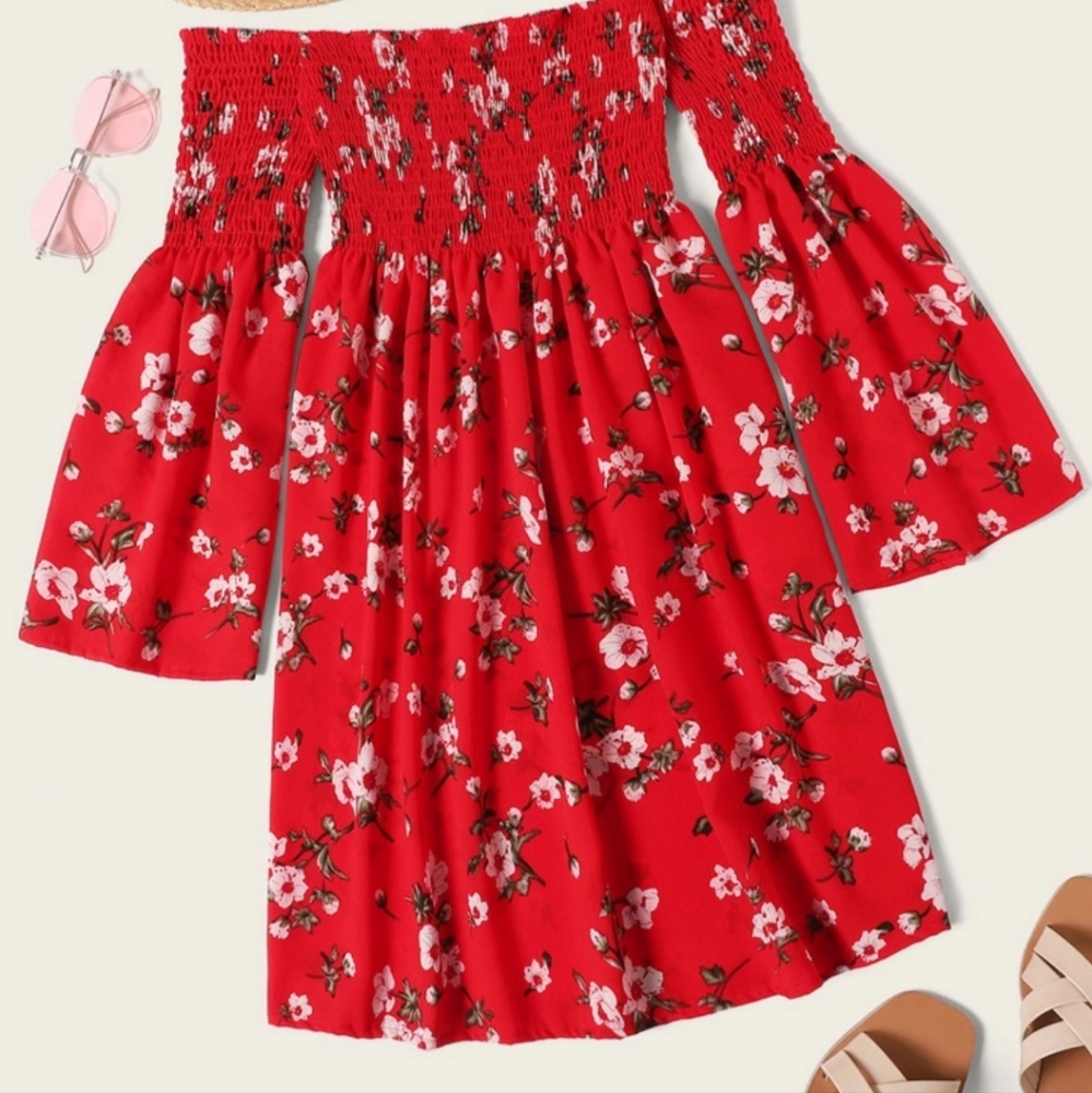 Off Shoulder Red Dress